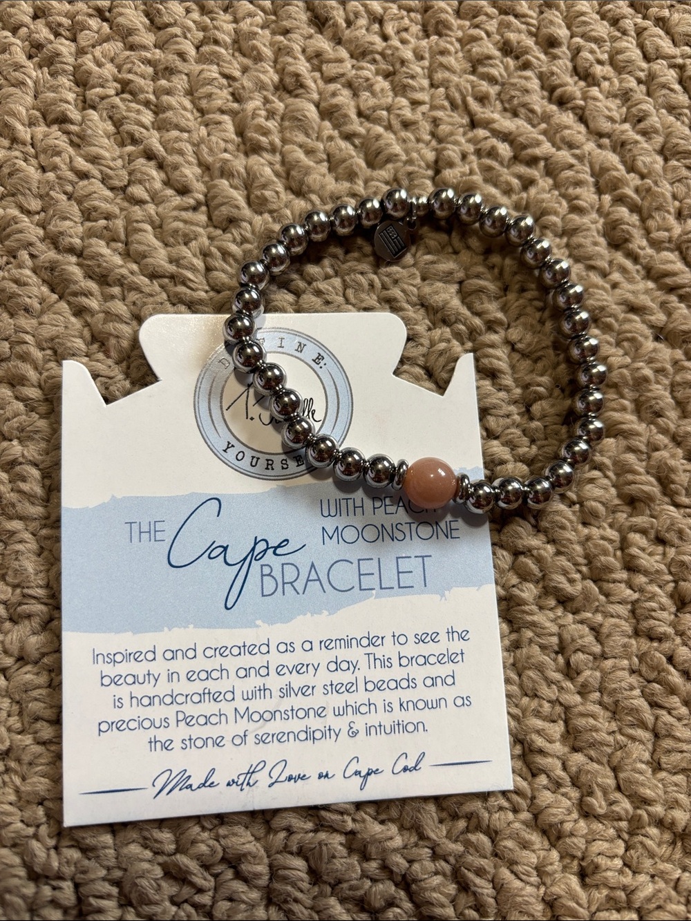 Cape Bracelet Peach Moonstone Beaded Stretch Bracelet